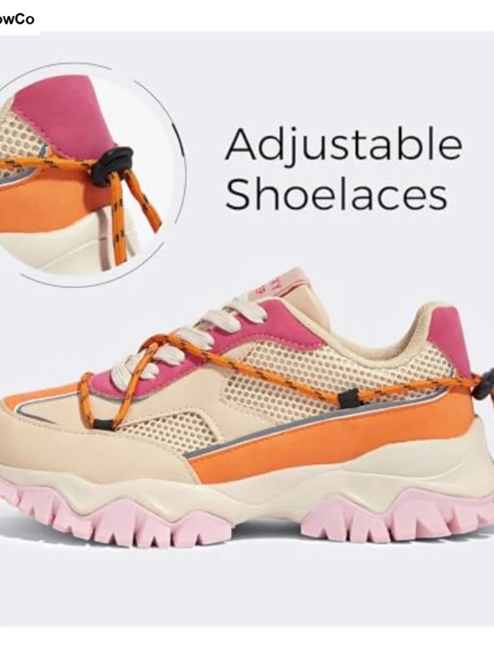 Platform Fashion Sneakers Retro Colorblock Lace-Up Chunky Casual Walking Shoes